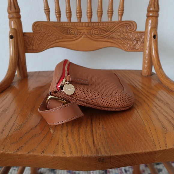 Clare V Tan Crossbody Bag with Red Accent - Picture 4 of 16